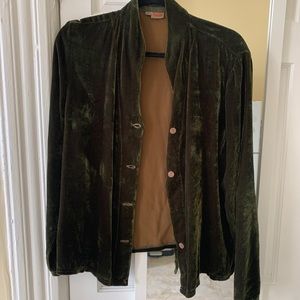 Tianello green velvet blouse